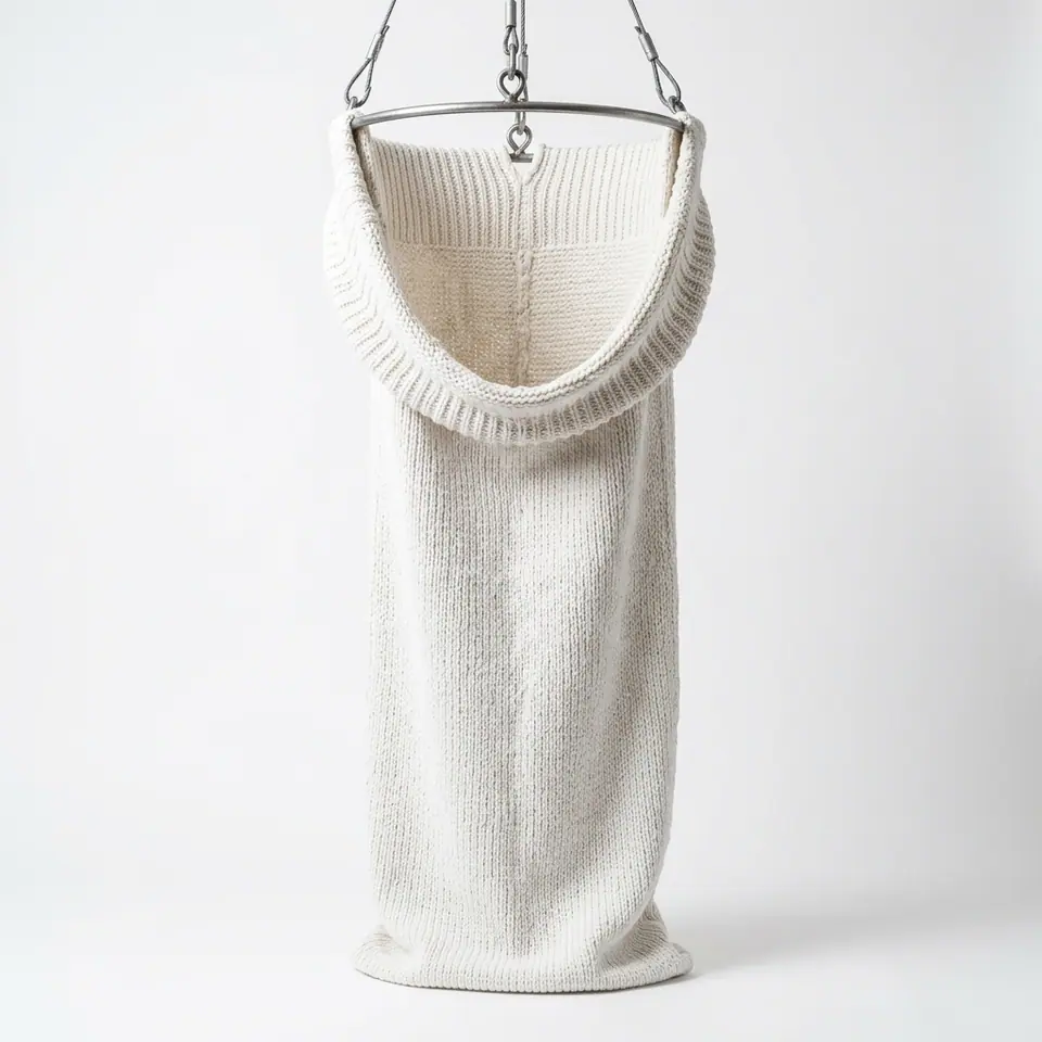 Heavy-duty knitted beef carcass bag with an open top